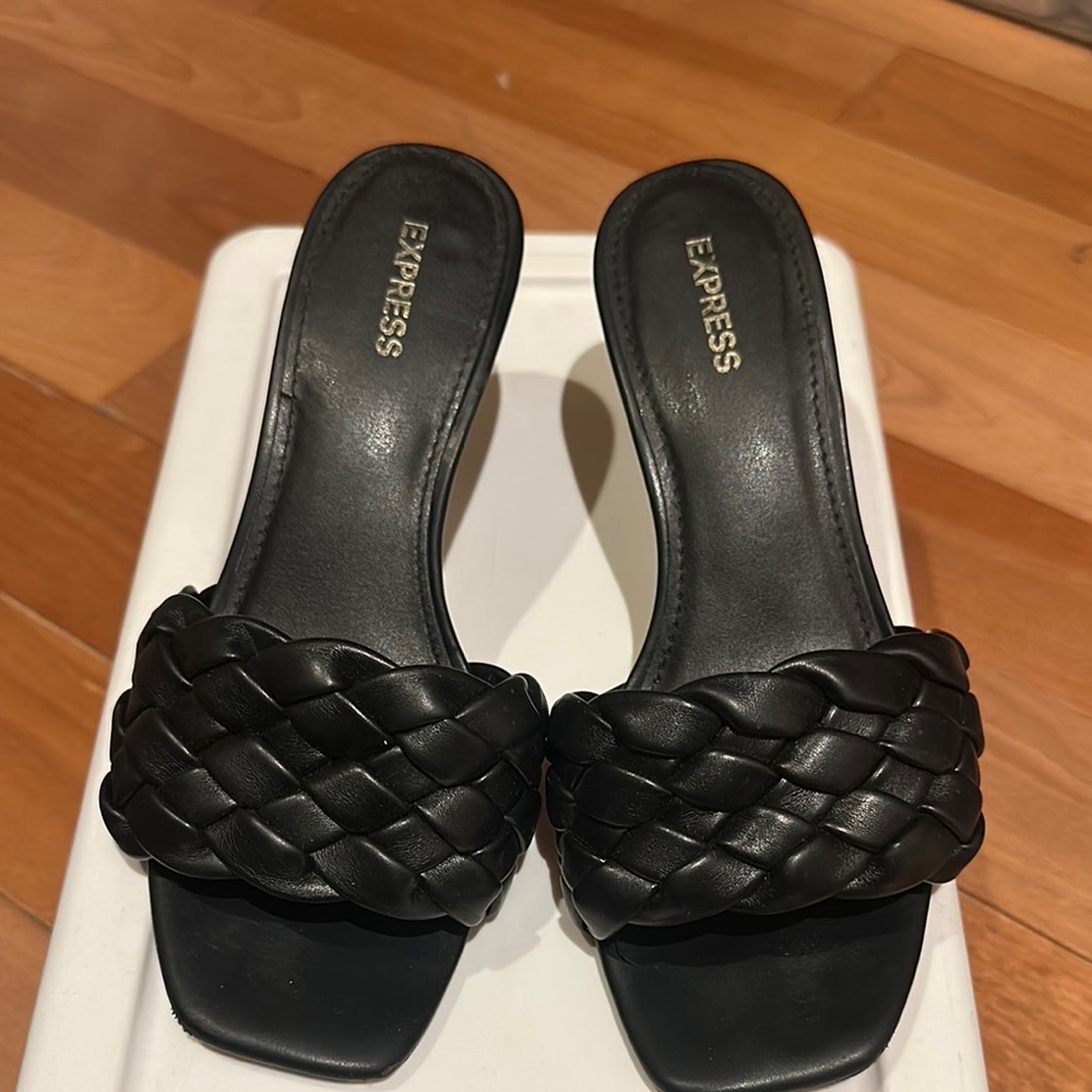 Express Women's Black Braided Slide Sandals